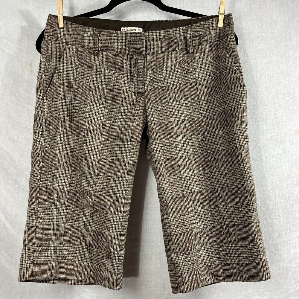 Y2K Forever 21 Plaid Wool Blend Longline Shorts Womens‎ M Slim Tights 00s Skinny